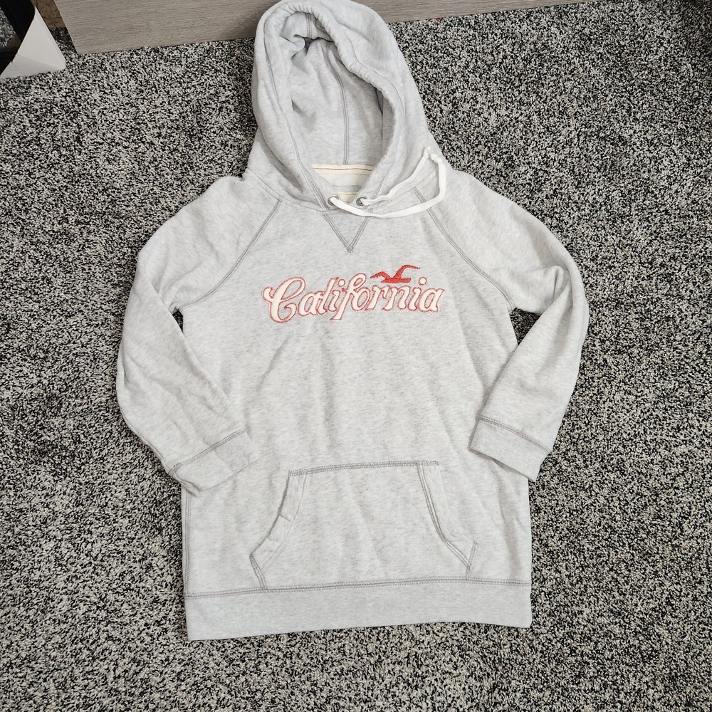 Y2k Hollister California Hoodie Cropped Sleeve Gray Jr Large 2000s Mallcore Prep